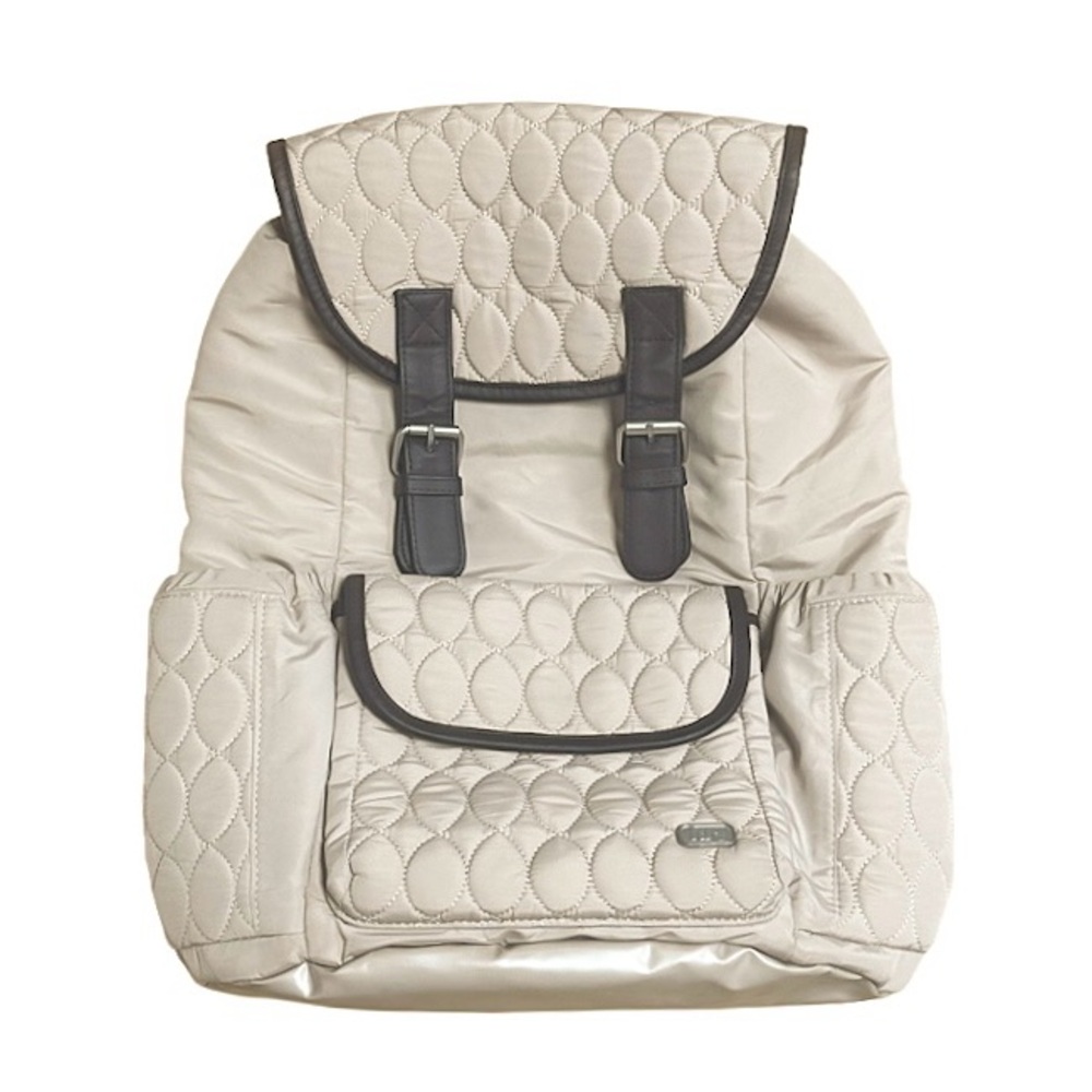 Quilted Cream Women's Backpack with Dark Trim